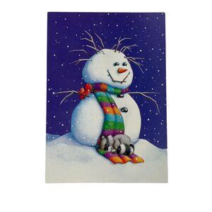 Vintage Christmas Postcard Current Illustrated Happy Holidays Snowman Winter u
